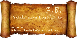 Prohászka Boglárka névjegykártya