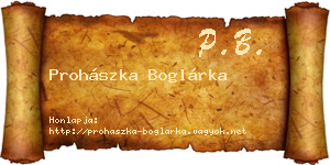 Prohászka Boglárka névjegykártya